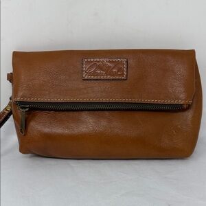Patricia Nash Valerie Tan Leather Foldover Clutch Wristlet Quiet Luxury Travel